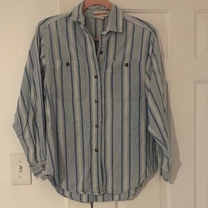 Gotcha Covered Vintage Blue and White Striped Casual Shirt
